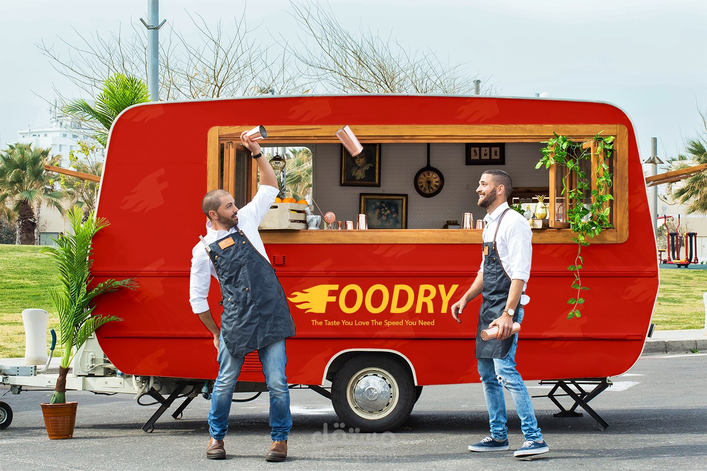 هوية بصرية لعربة طعام متنقلة