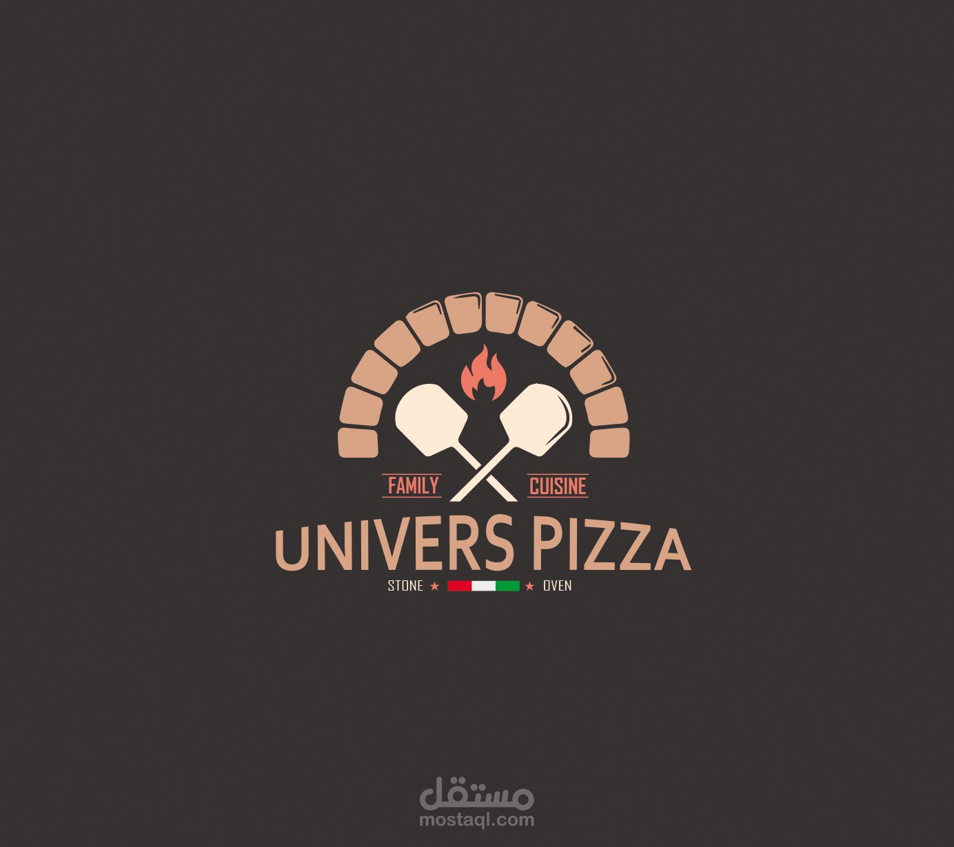 تصميم شعار + هوية لمطعم Universe Pizza