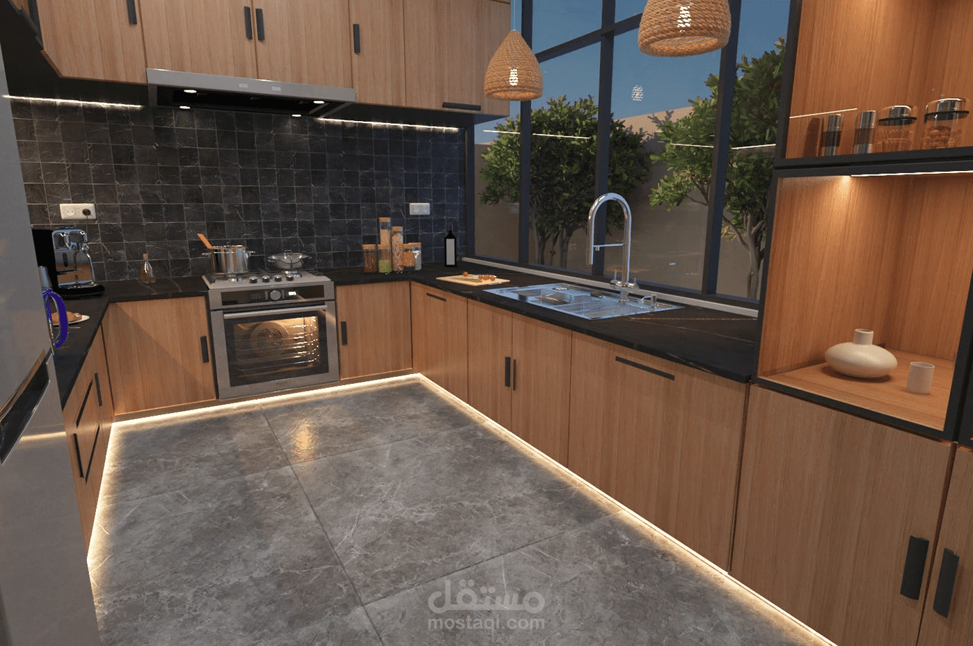 تصميم مطبخ مودرن 4.25×2.95 متر