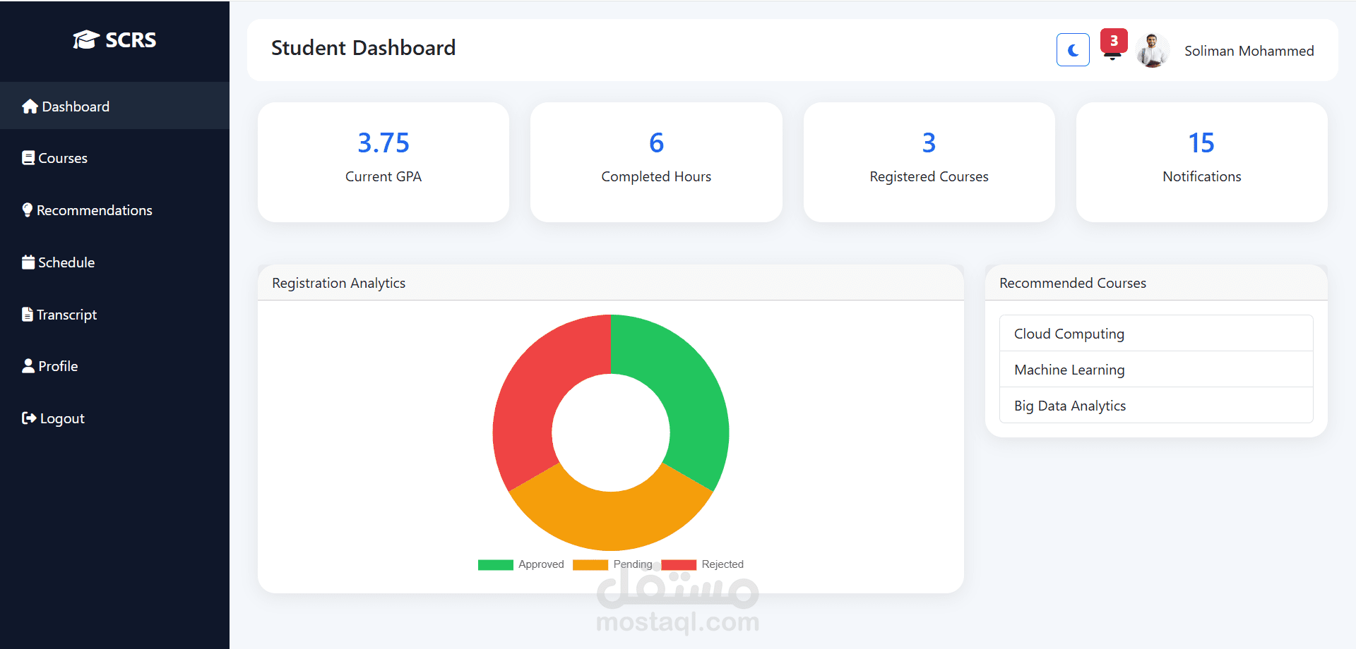 نظام التسجيل الذكي للمقررات الجامعية (Smart Course Registration System)