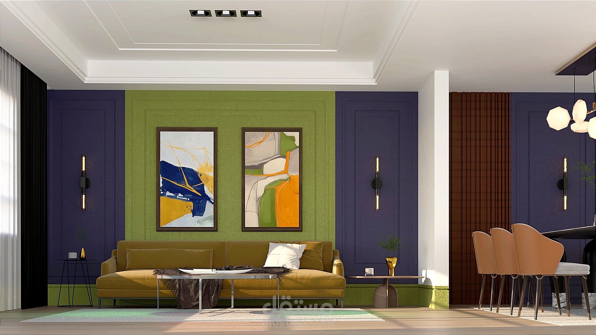 تصميم غرفه استقبال و طعام