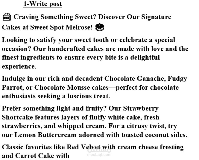 write post for sweet spot bakery