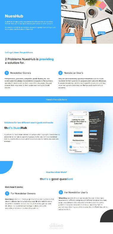 NuesHub newsletter platform with dashboard