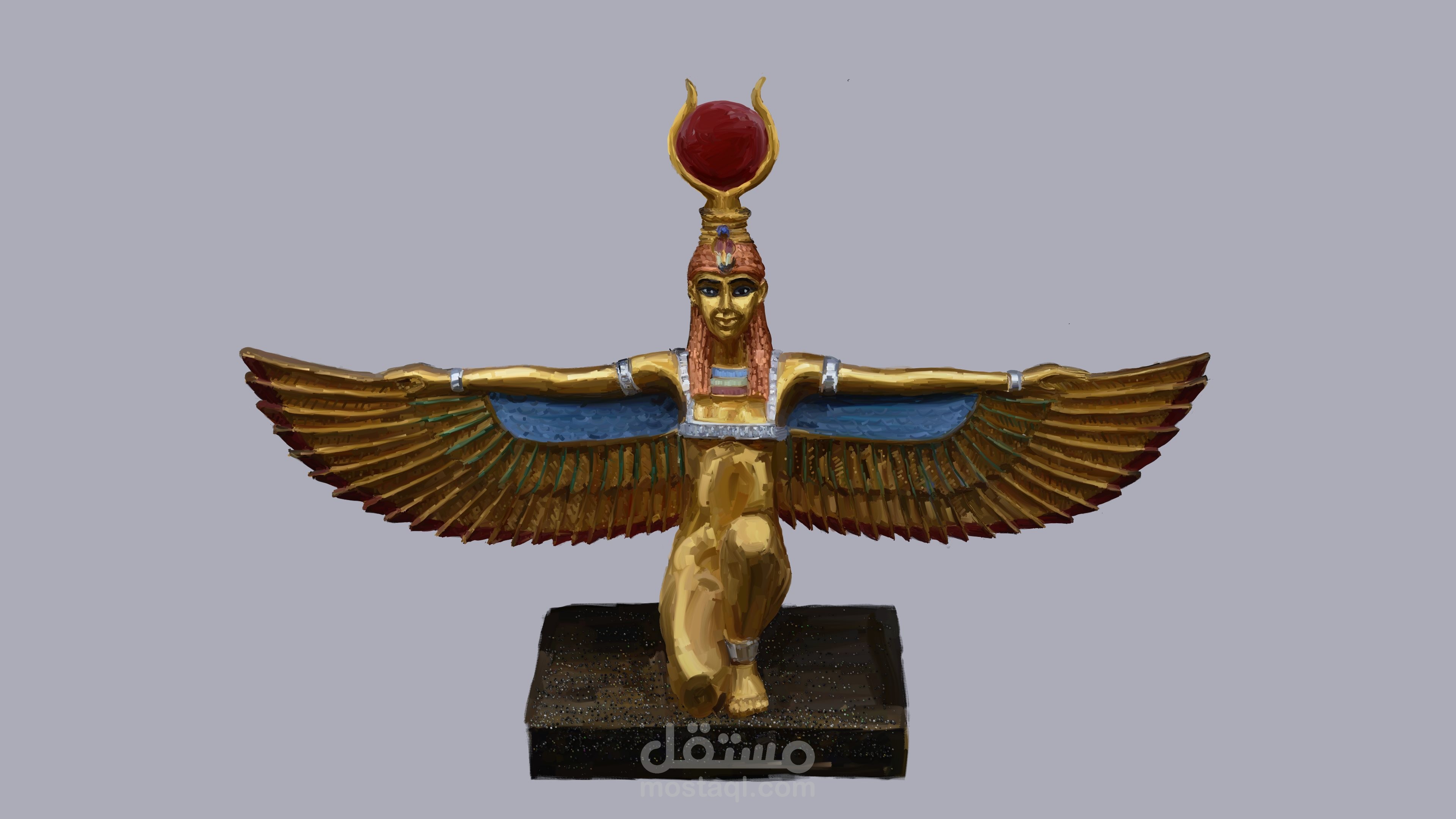 رسم رقمي لتمثال فرعوني