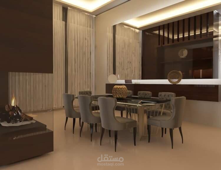 تصميم صالون وغرفة طعام