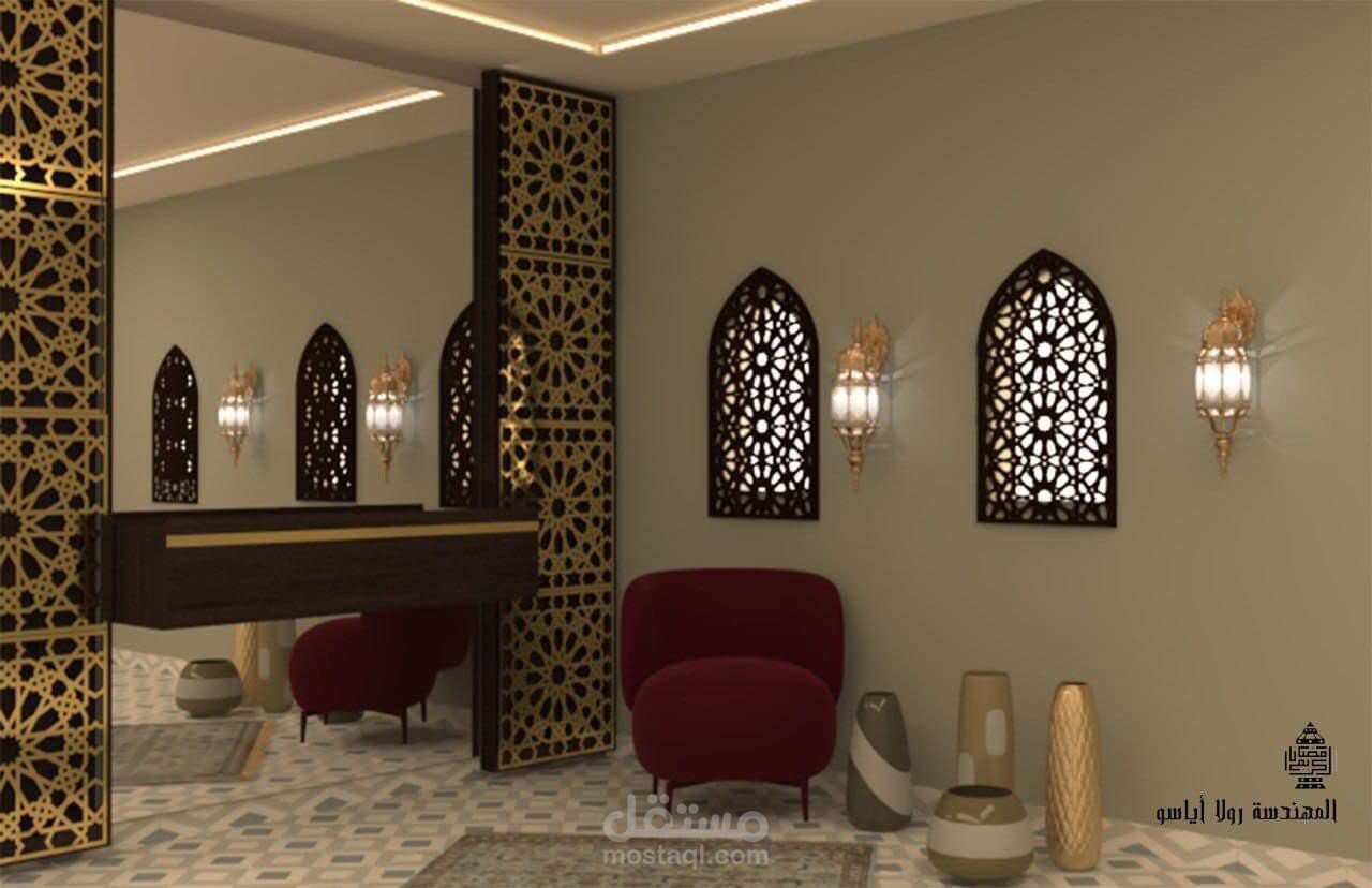 تصميم غرفة ضيوف مع غرفة طعام