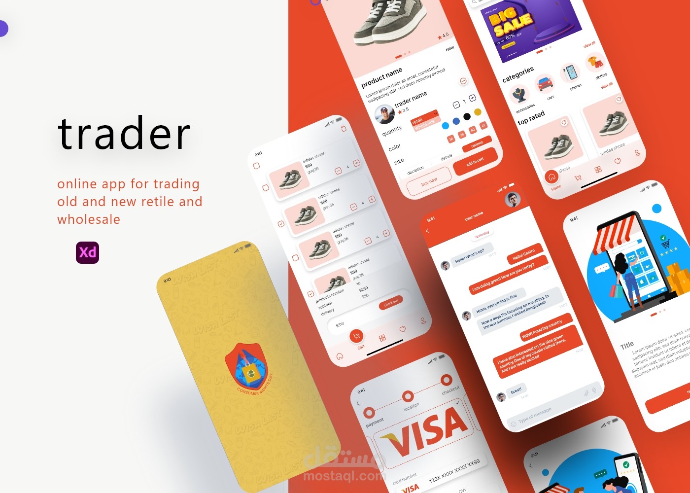 Traderتجربة مستخدمUX/UI لتطبيق هواتف للتجارة الالكترونية