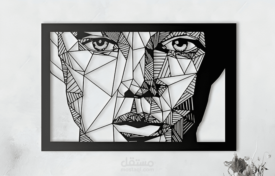 لوحة وجه جدارية للقص على المعدن