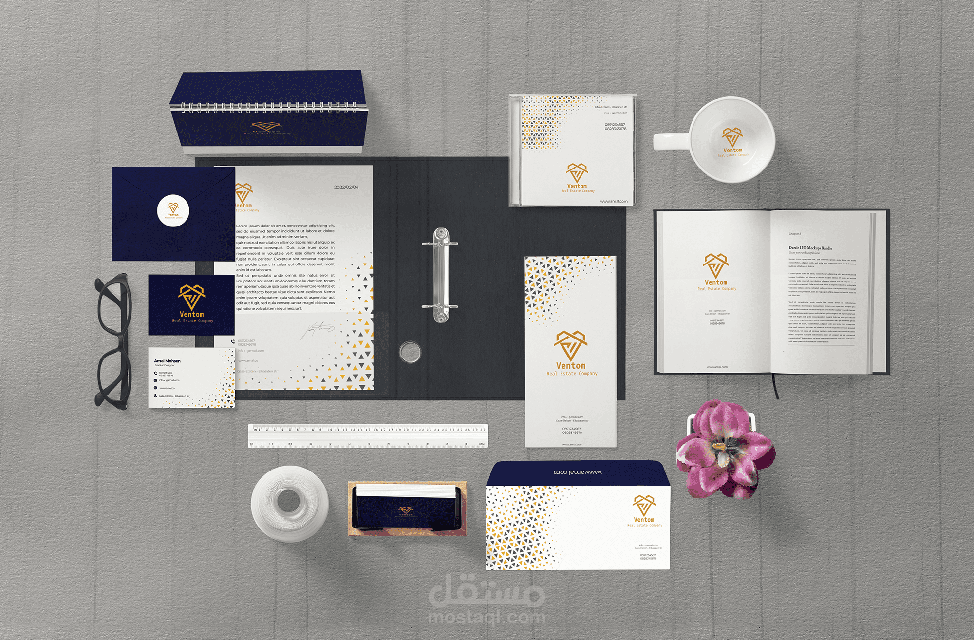 تصميم هوية بصرية  لشركة عقارات - visual identify ventom