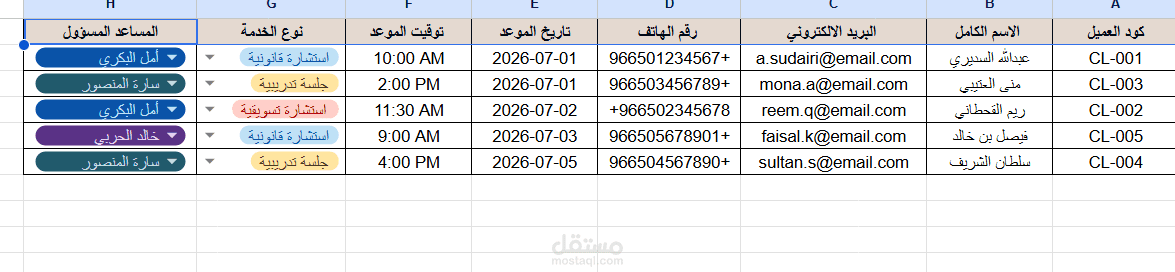 نظام إدارة المواعيد وقاعدة بيانات العملاء