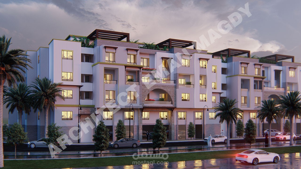 تصميم واجهة عمارة سكنية بالسعودية