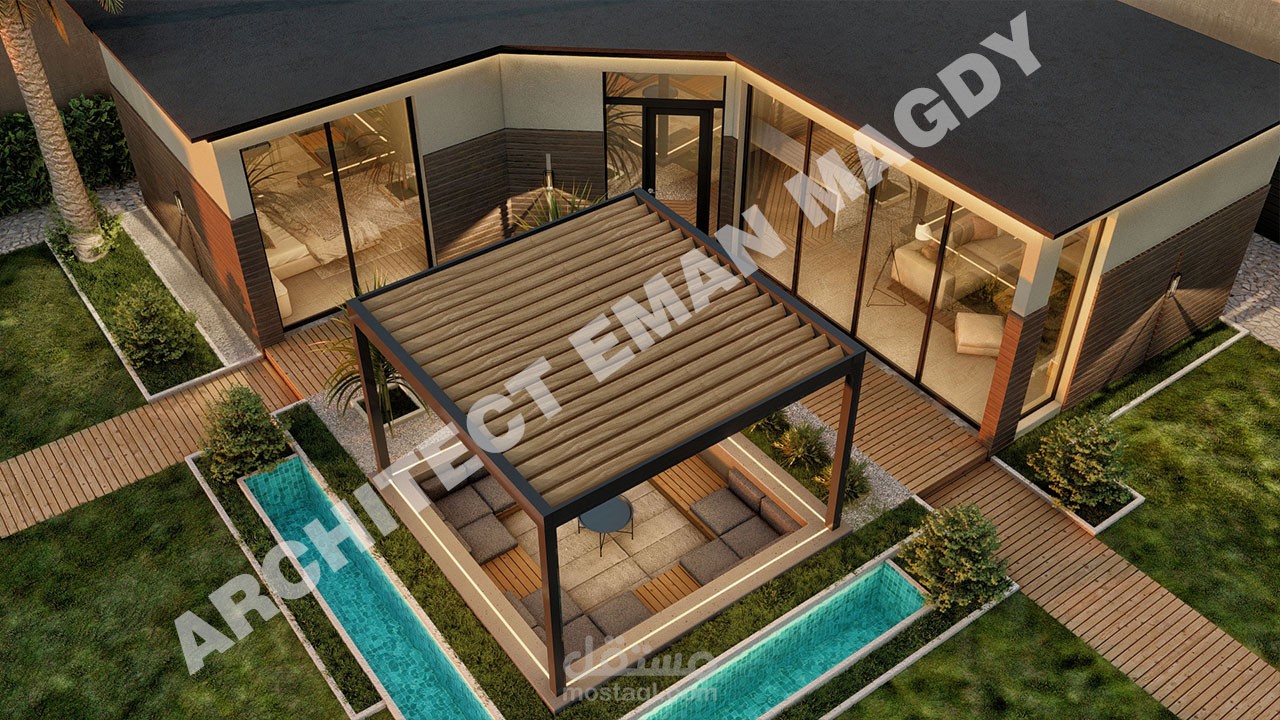 تصميم لمبنى ملحق بفيلا  خارجي و داخلي