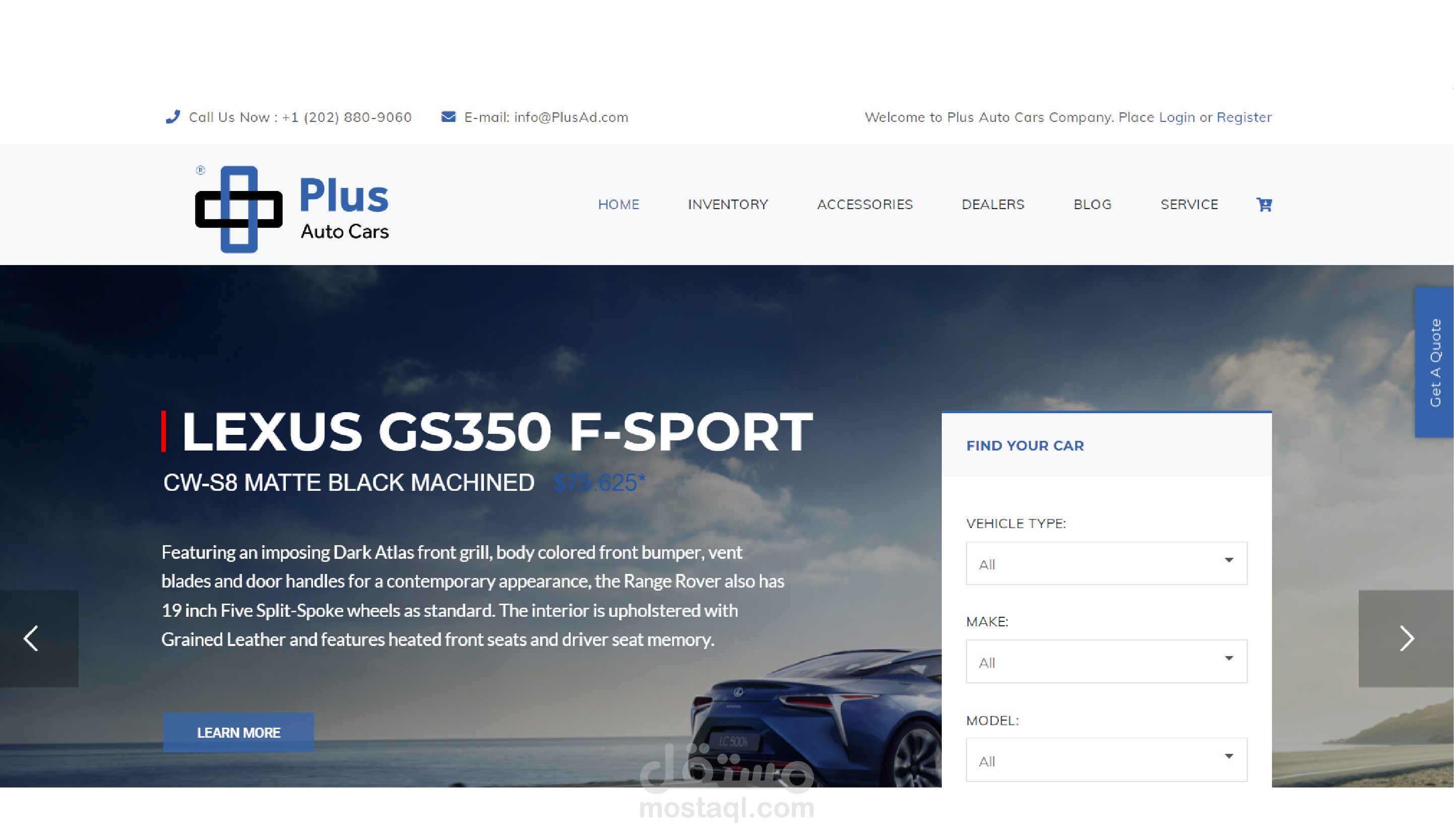 تصميم وتطوير مواقع على وردبريس Pluse auto cars