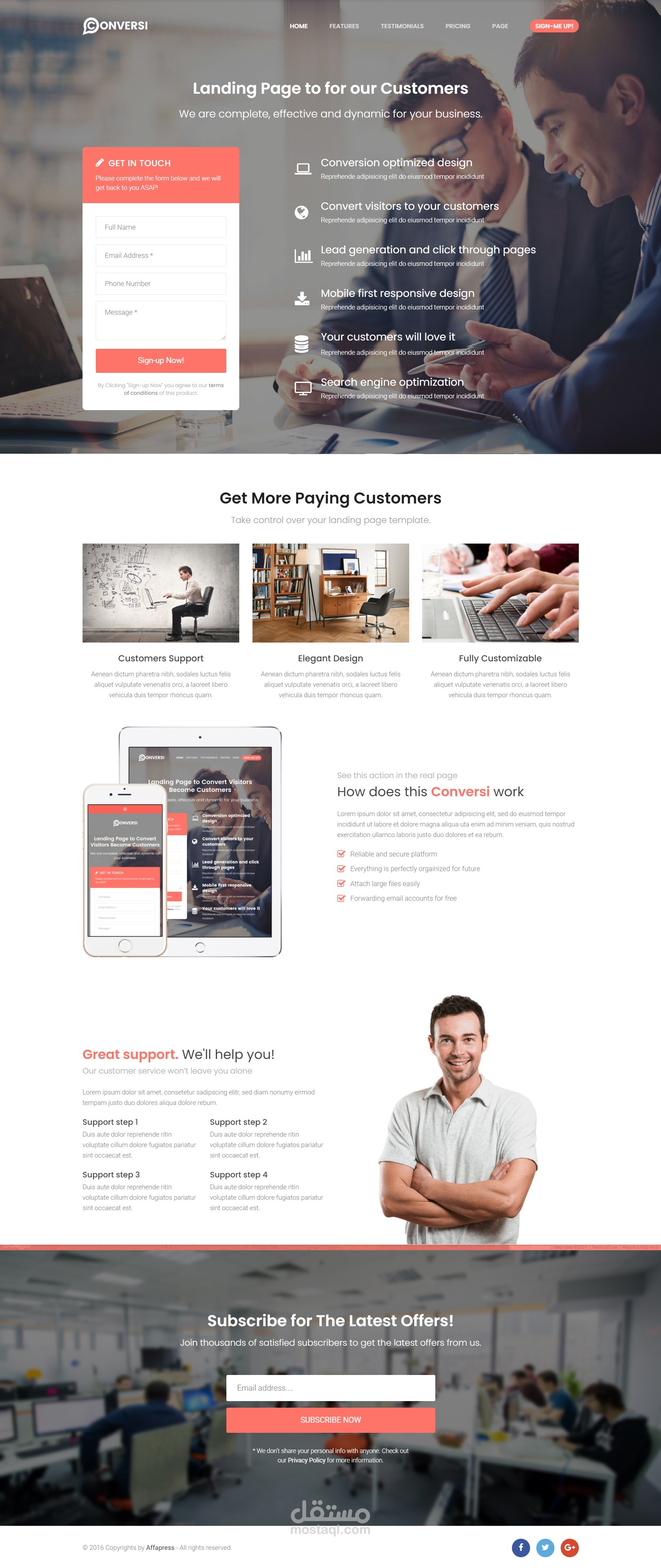 تصميم الصفحه الرئيسة لموقع