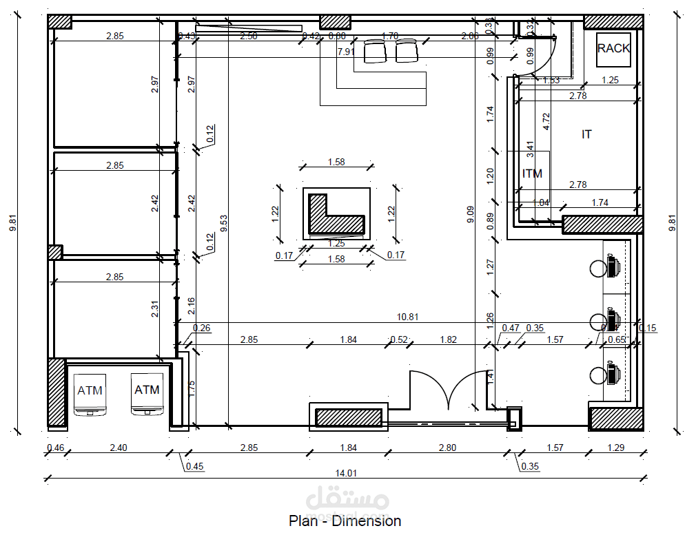 Architectural shop drawing for a administrative branch
