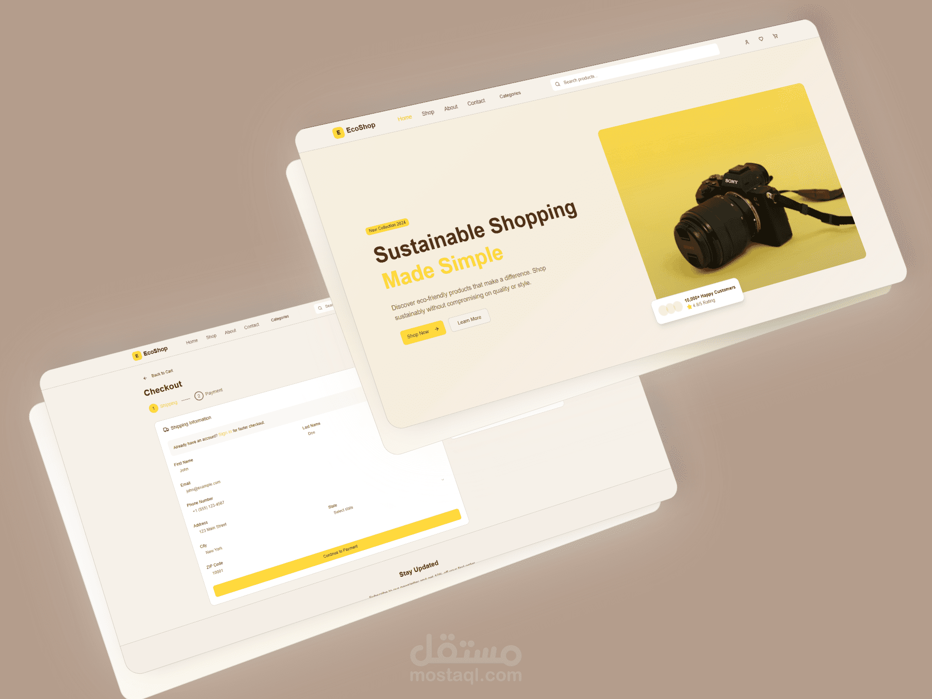 تصميم وتطوير واجهة متجر إلكتروني متكامل (E-Commerce Web App)