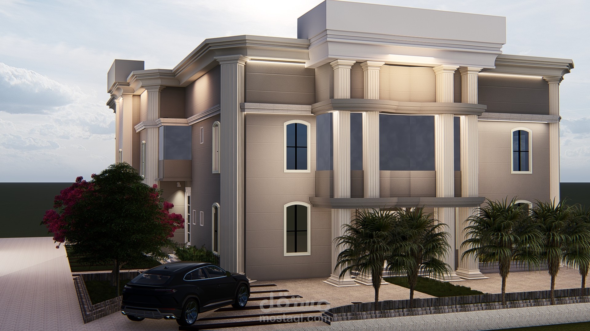 تصميم واجهة معمارية بنمط الكلاسيك