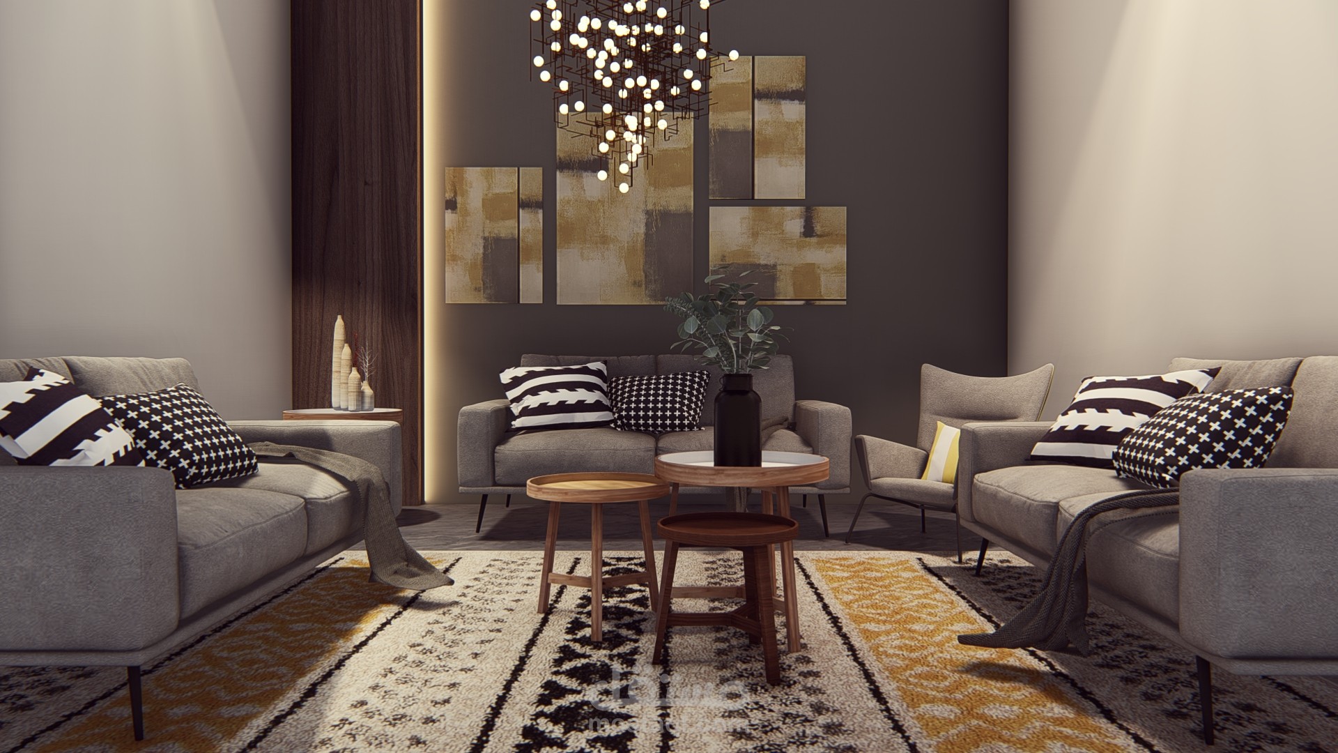 تصميم داخلي لمجلس صغير