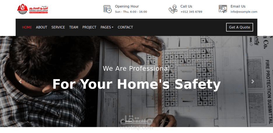 تصميم موقع لشركة معدات إطفاء