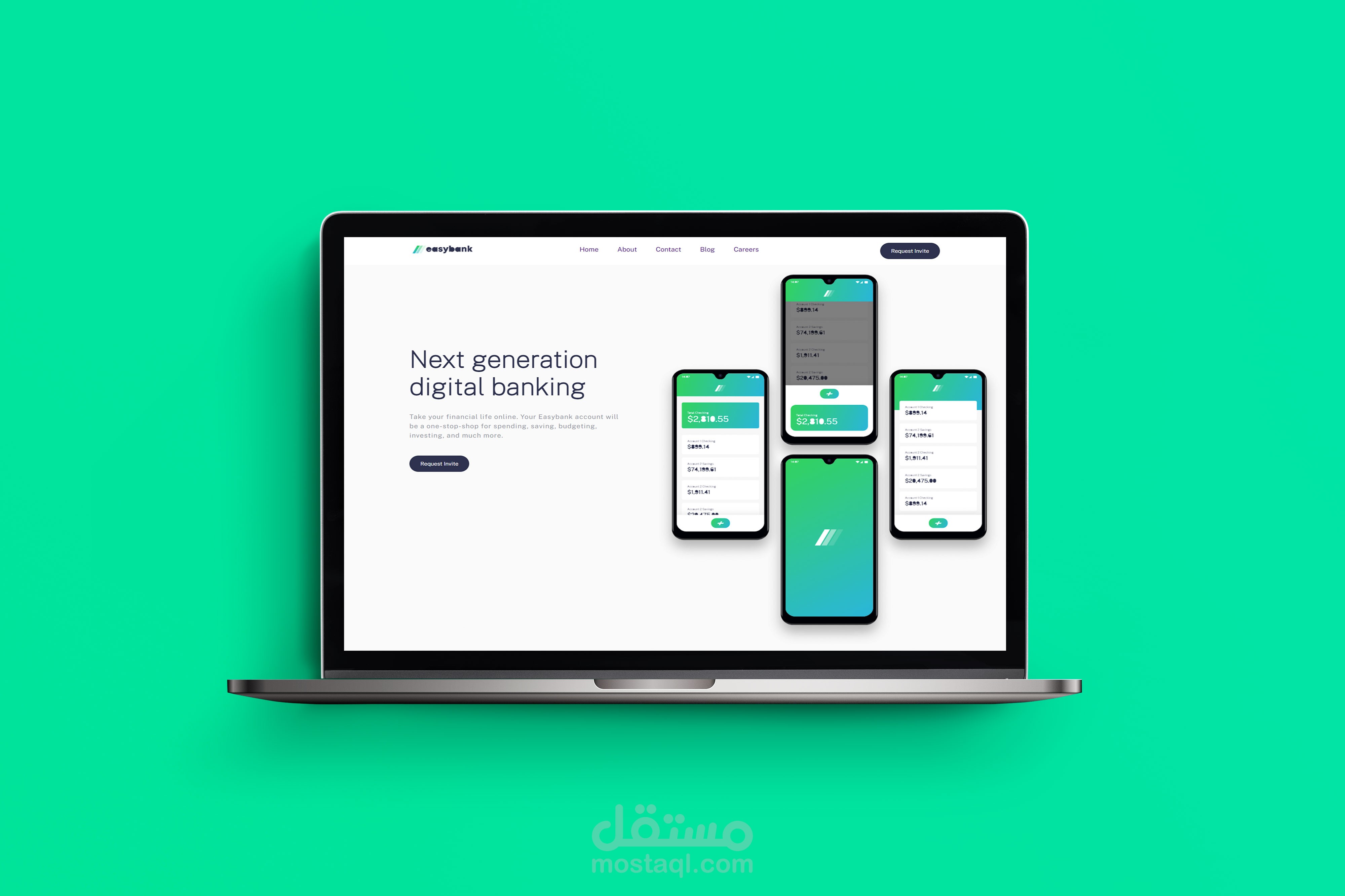 تصميم صفحة تعريفية خاصة بالبنك