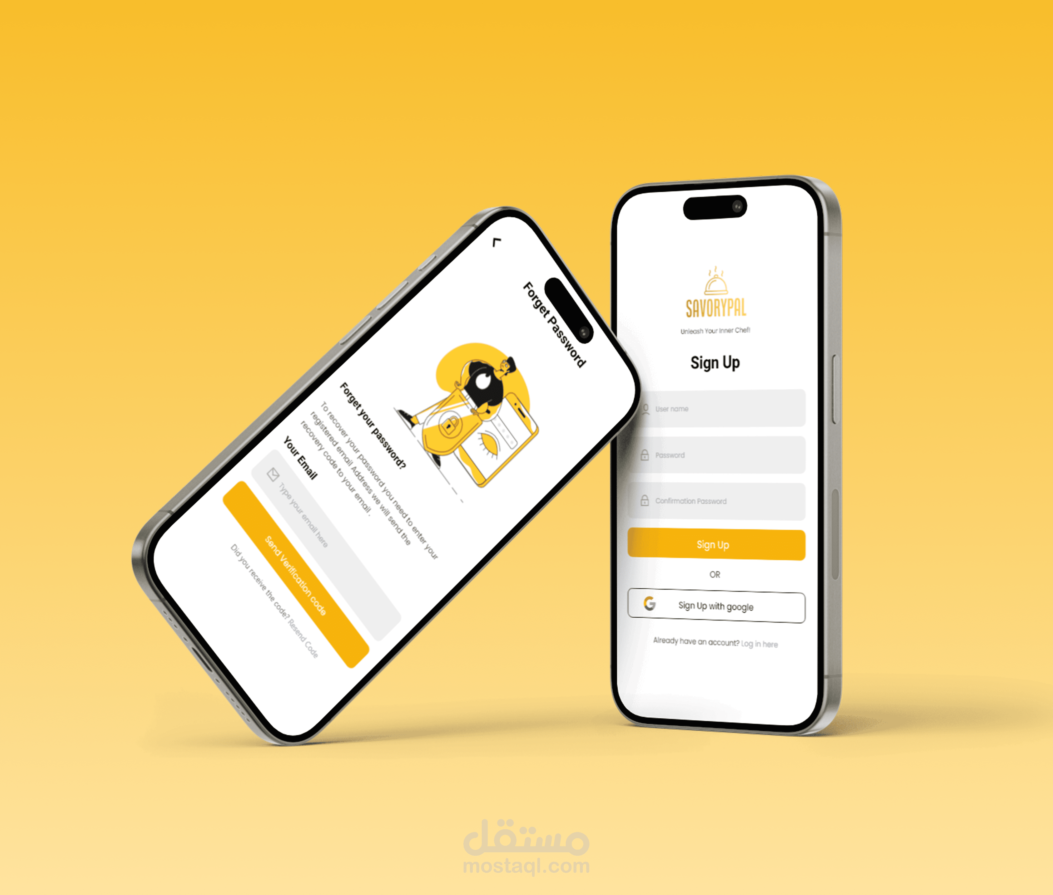 تطبيق موبايل لوصفات الطبخ - SavoryPal – Cooking Recipe App UI