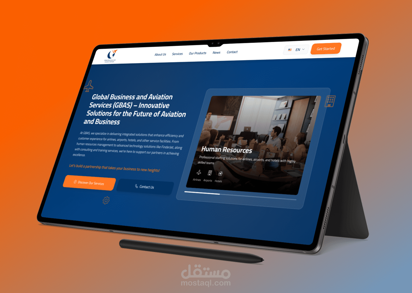 تصميم وتطوير صفحة هبوط (Landing Page) لمنصة GBAS لإدارة المعاملات.