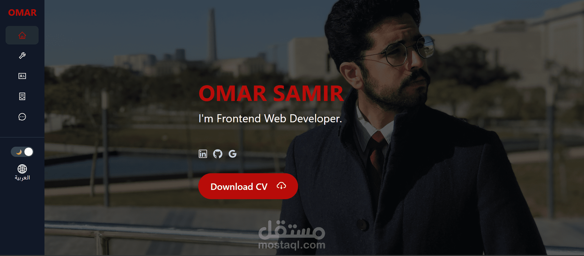 Responsive Personal Portfolio with Next.js - موقع لعرض اعمالك او سيرتك الذاتيه cv