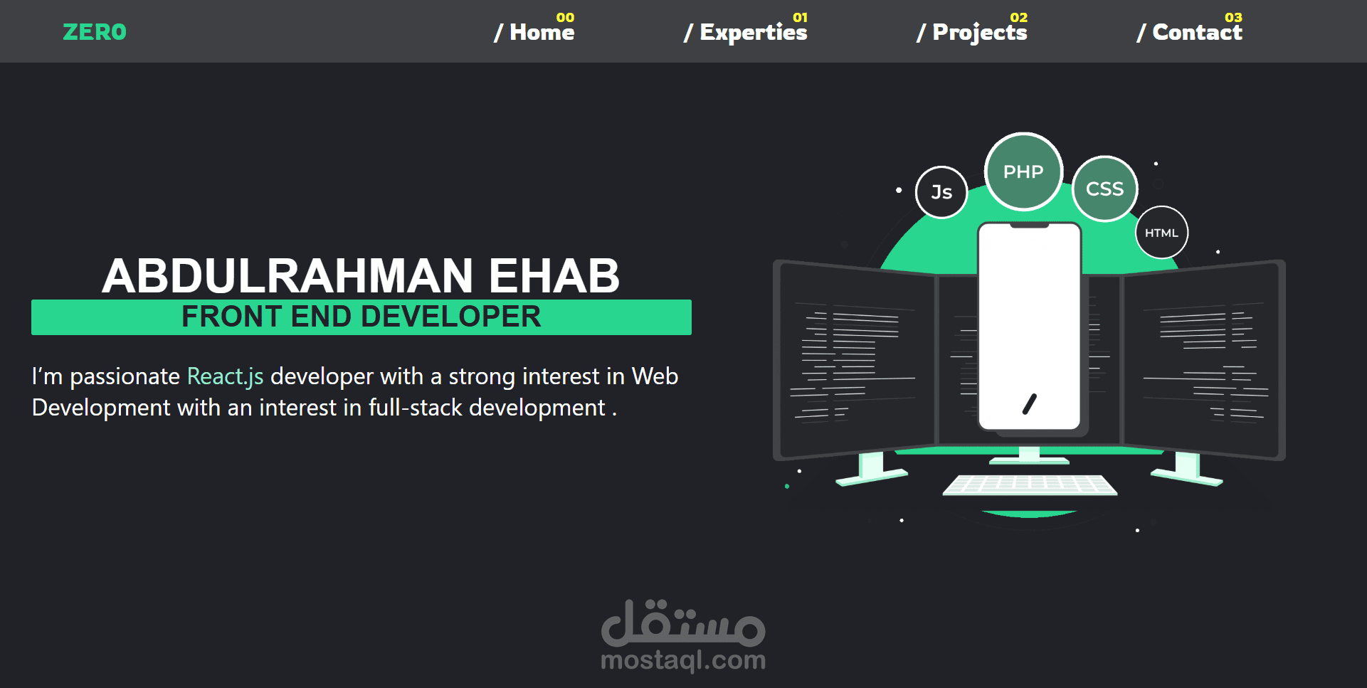 موقع شخصي لعرض المهارات والمشاريع