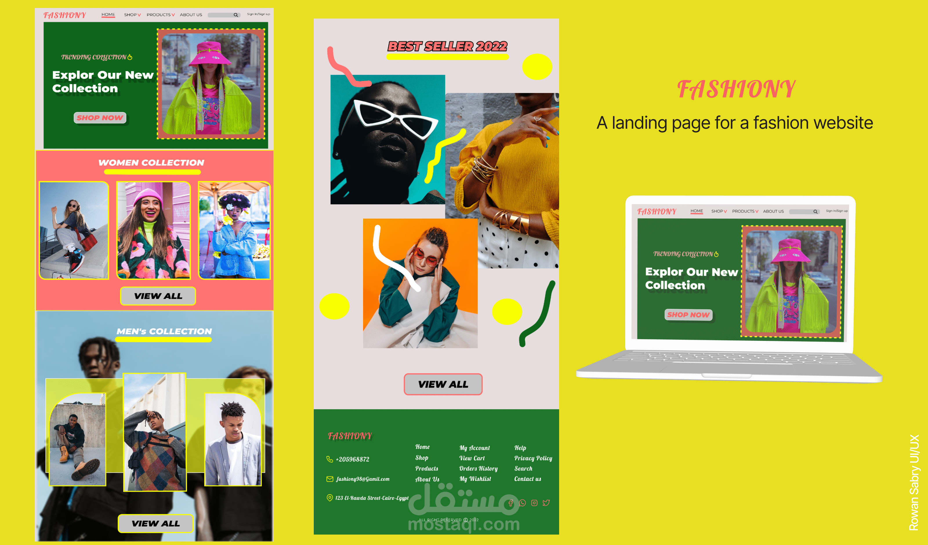 landing page for Fashion website