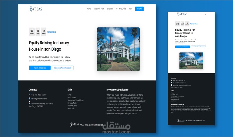 واجهة Home Page متجاوبة مع جميع الشاشات