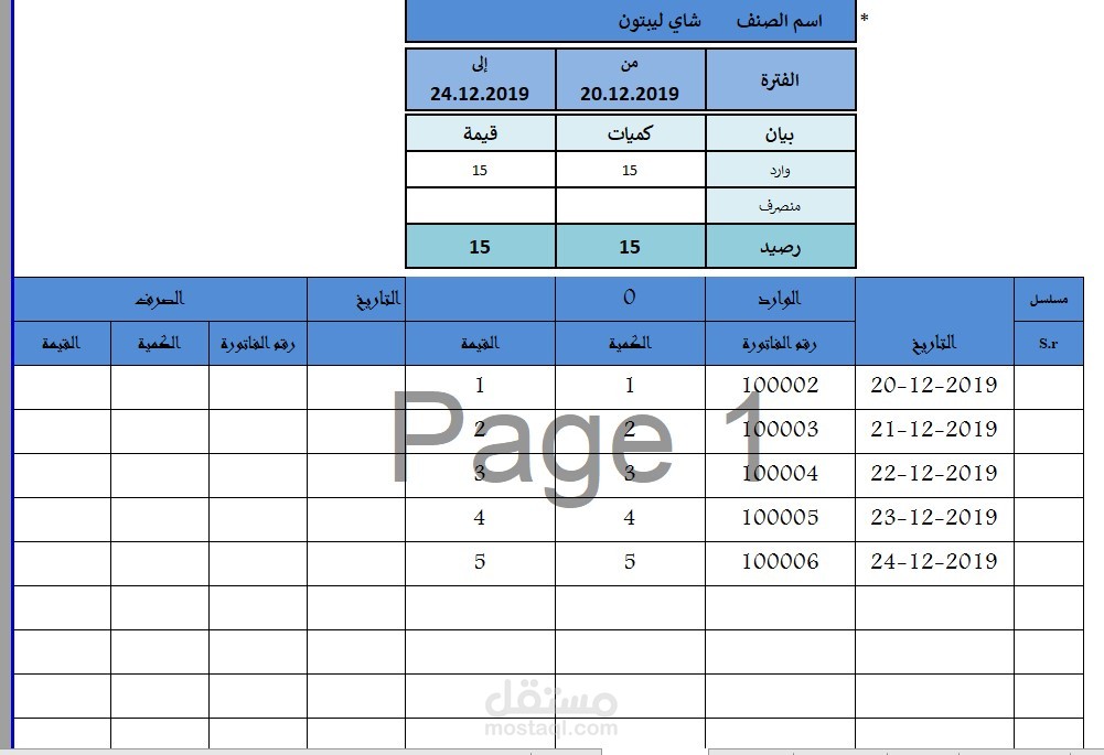 برنامج إدارة المخزون لشركة مواد غذائية