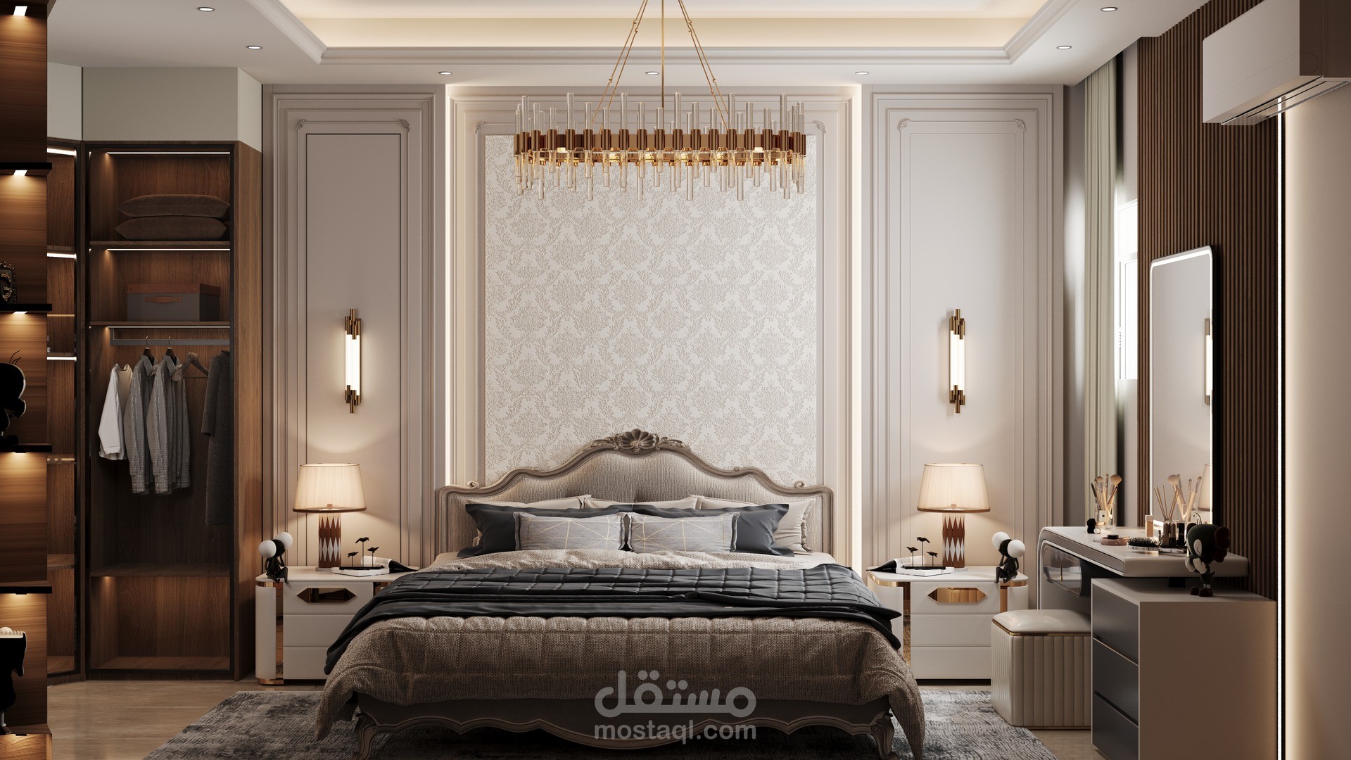 Neo-classical master bedroom