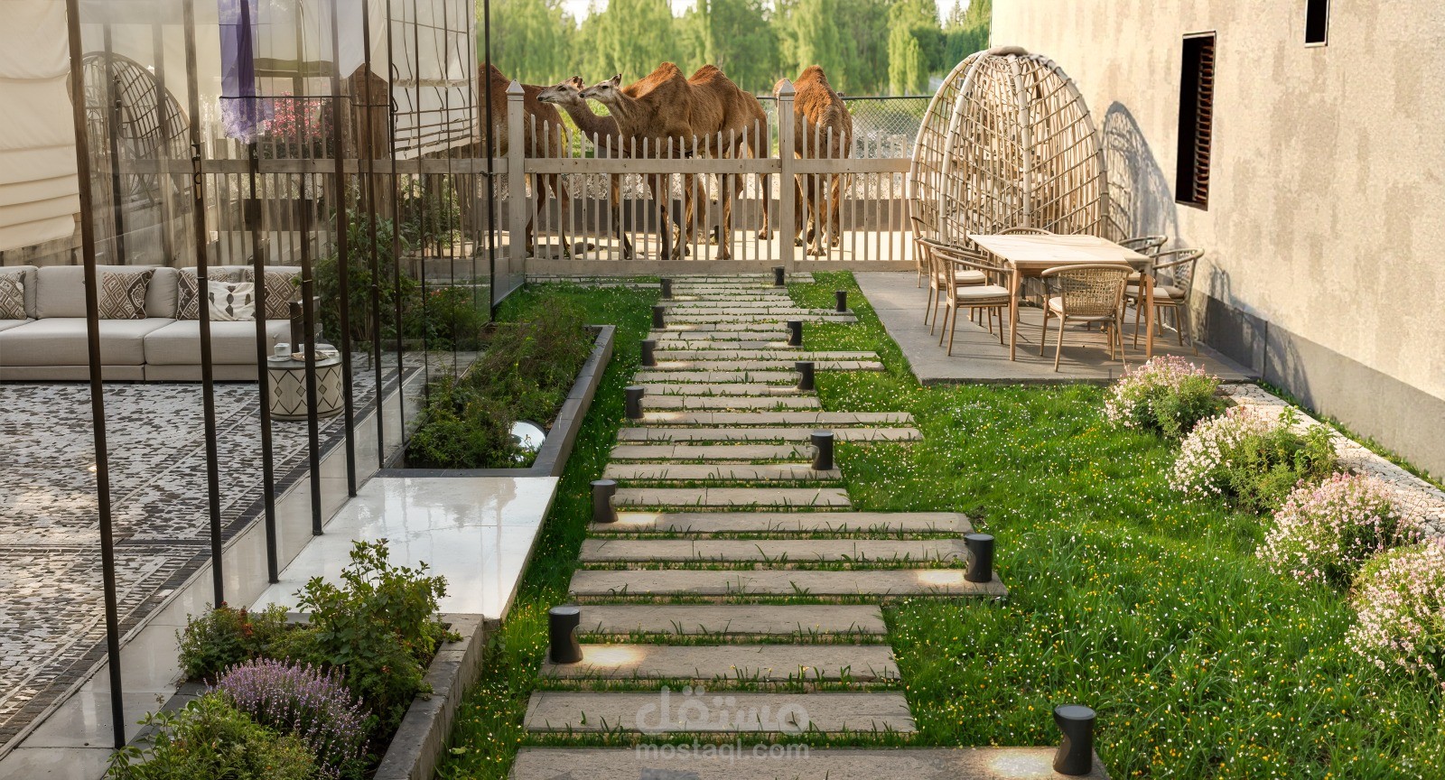 Najdi-Inspired Tent Design within a Villa – Integrated with Landscape