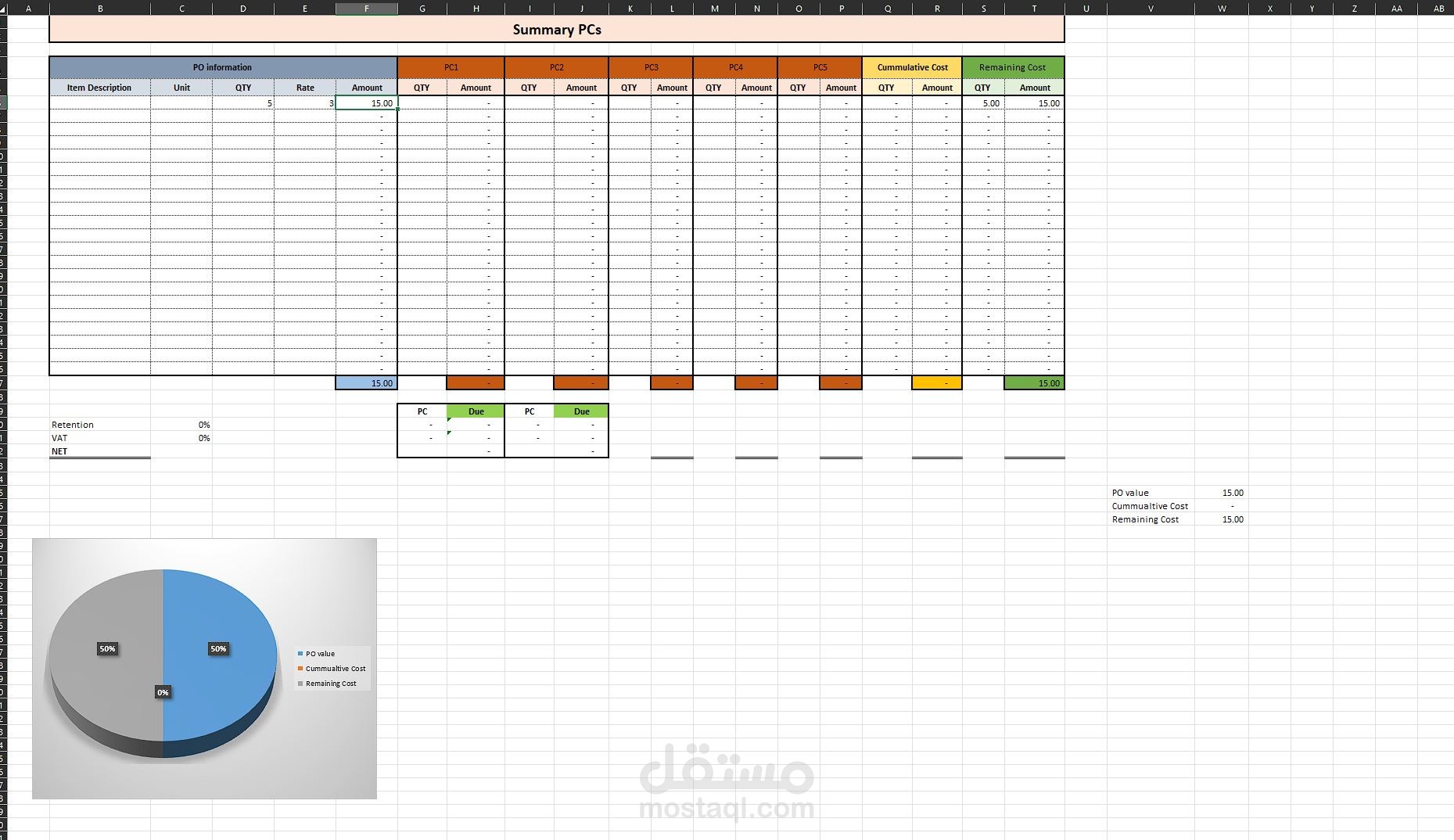 عمل excel templet with a dynamic dashboard
