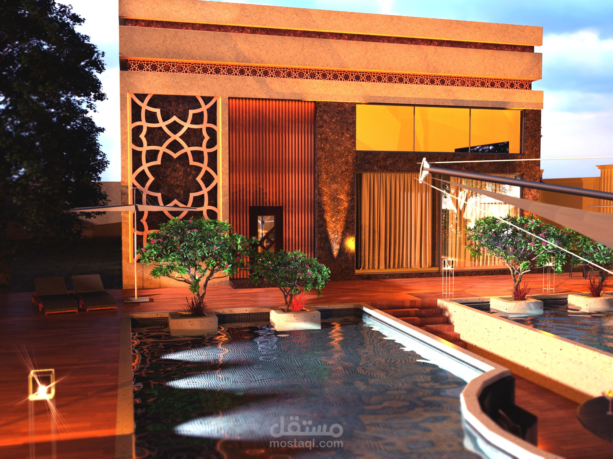 إعادة تصميم لاندسكيب و واجهة  لفيلا سكنية