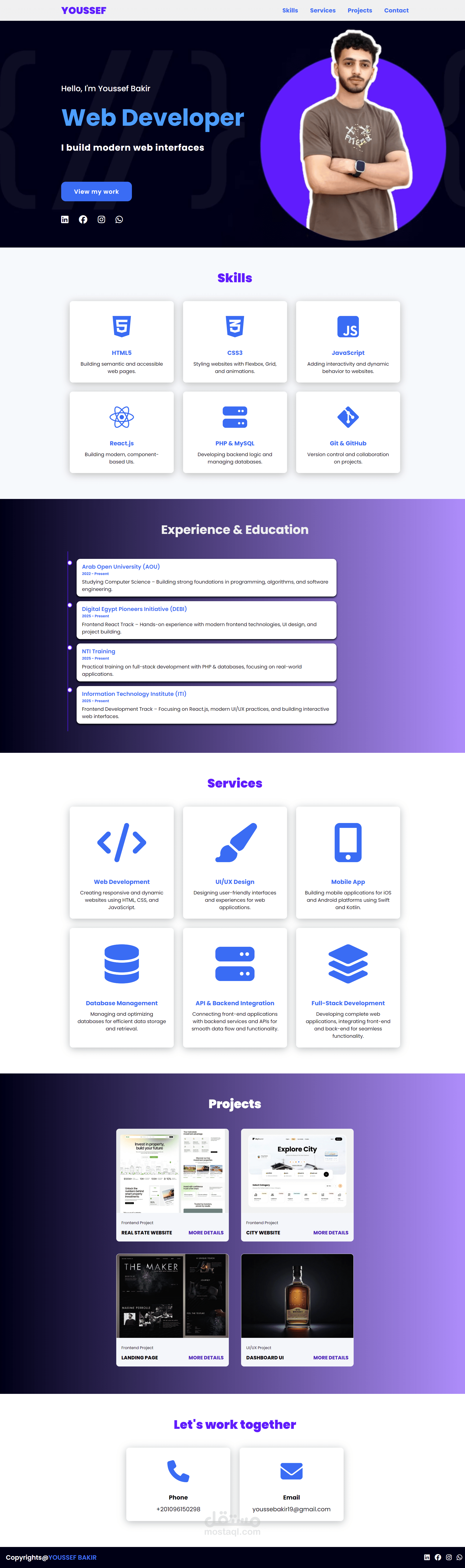 تصميم وتطوير موقع بورتفوليو شخصي احترافي