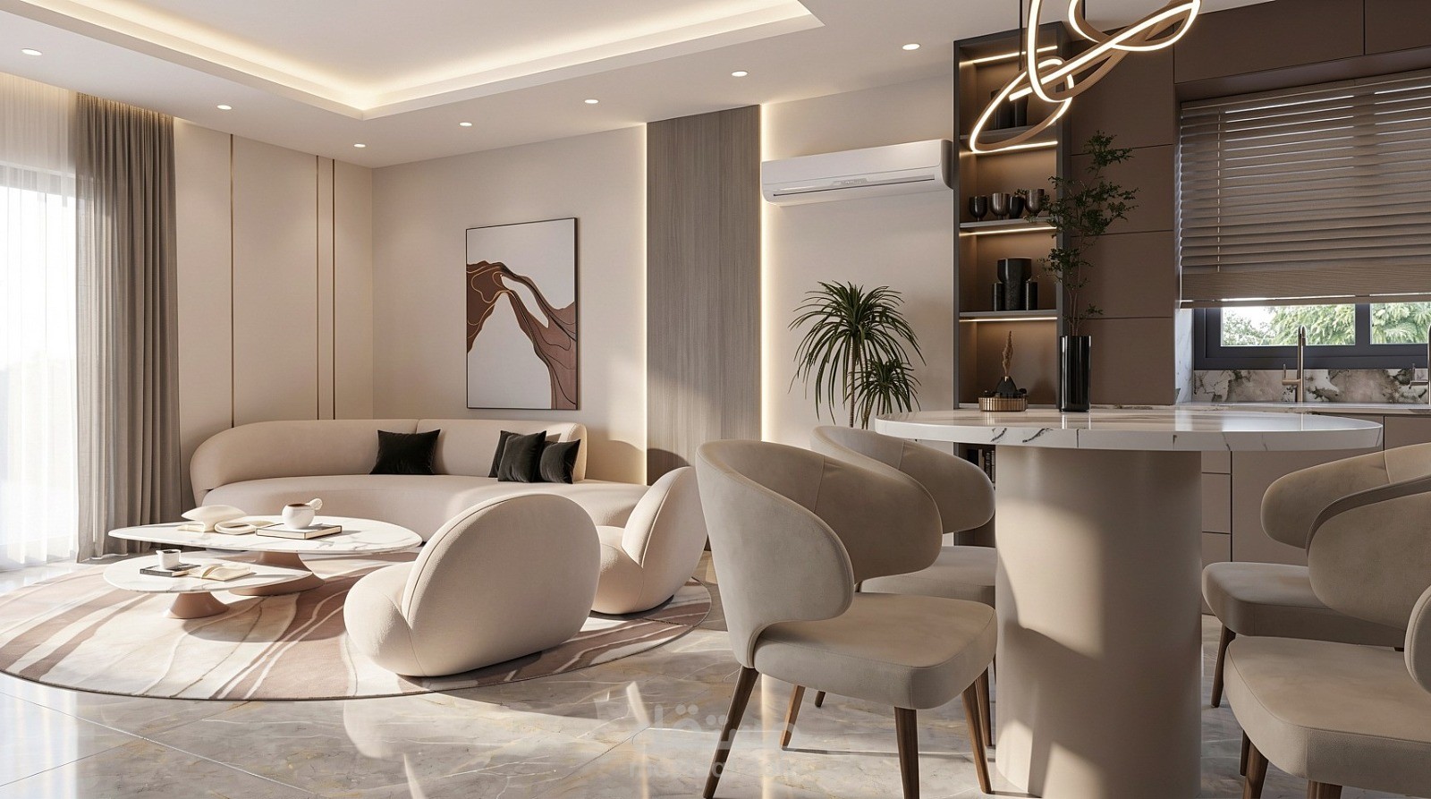 تصميم مطبخ وصالة لأحد عملائنا بالسعودة