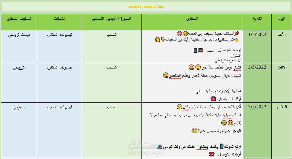 كتابة محتوى واعداد خطة سوشيال ميديا للصفحة