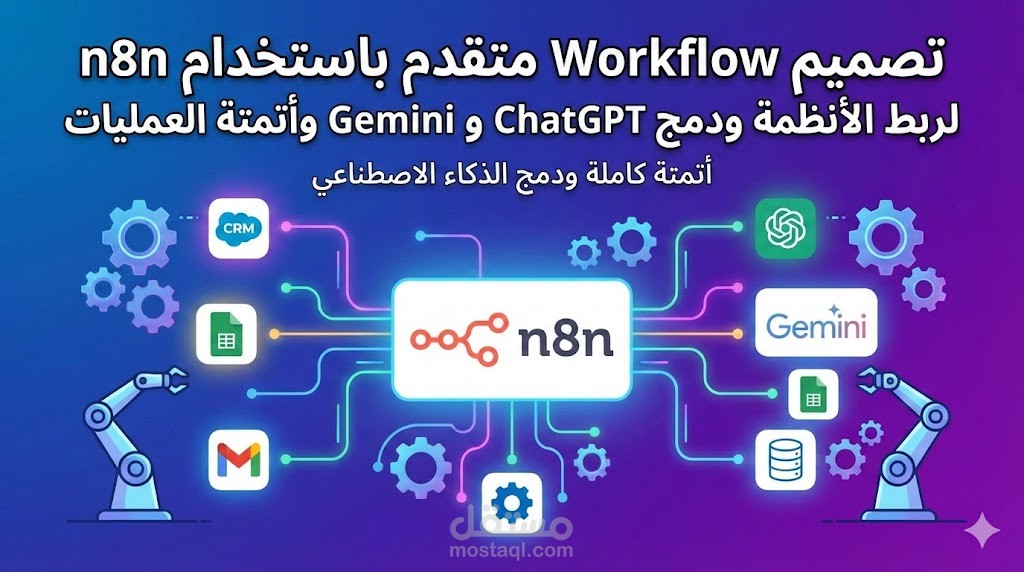 تصميم Workflow متقدم باستخدام n8n لربط الأنظمة ودمج ChatGPT و Gemini وأتمتة العمليات