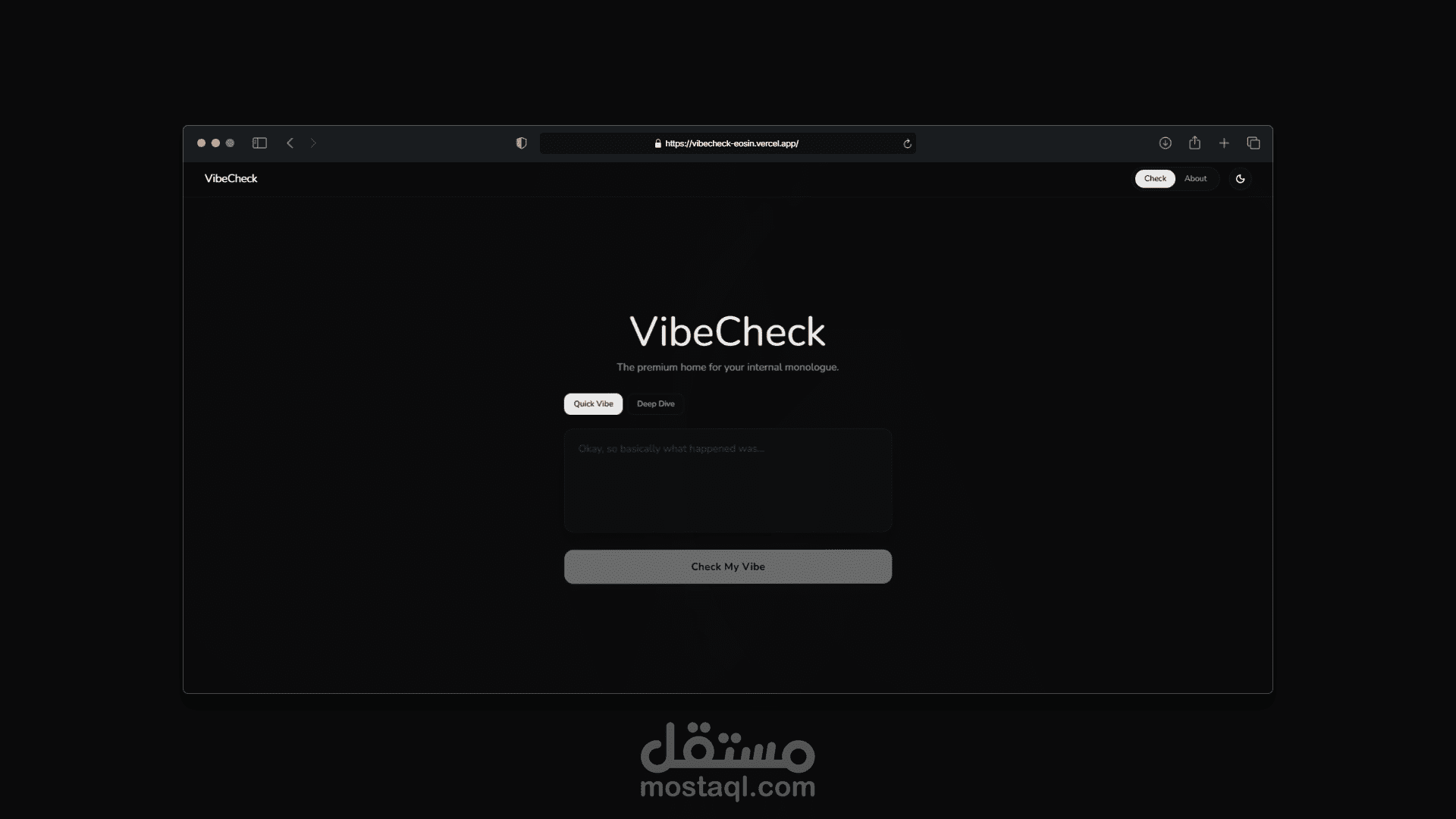 VibeCheck - تطبيق ويب متقدم لتحليل المشاعر بالذكاء الاصطناعي