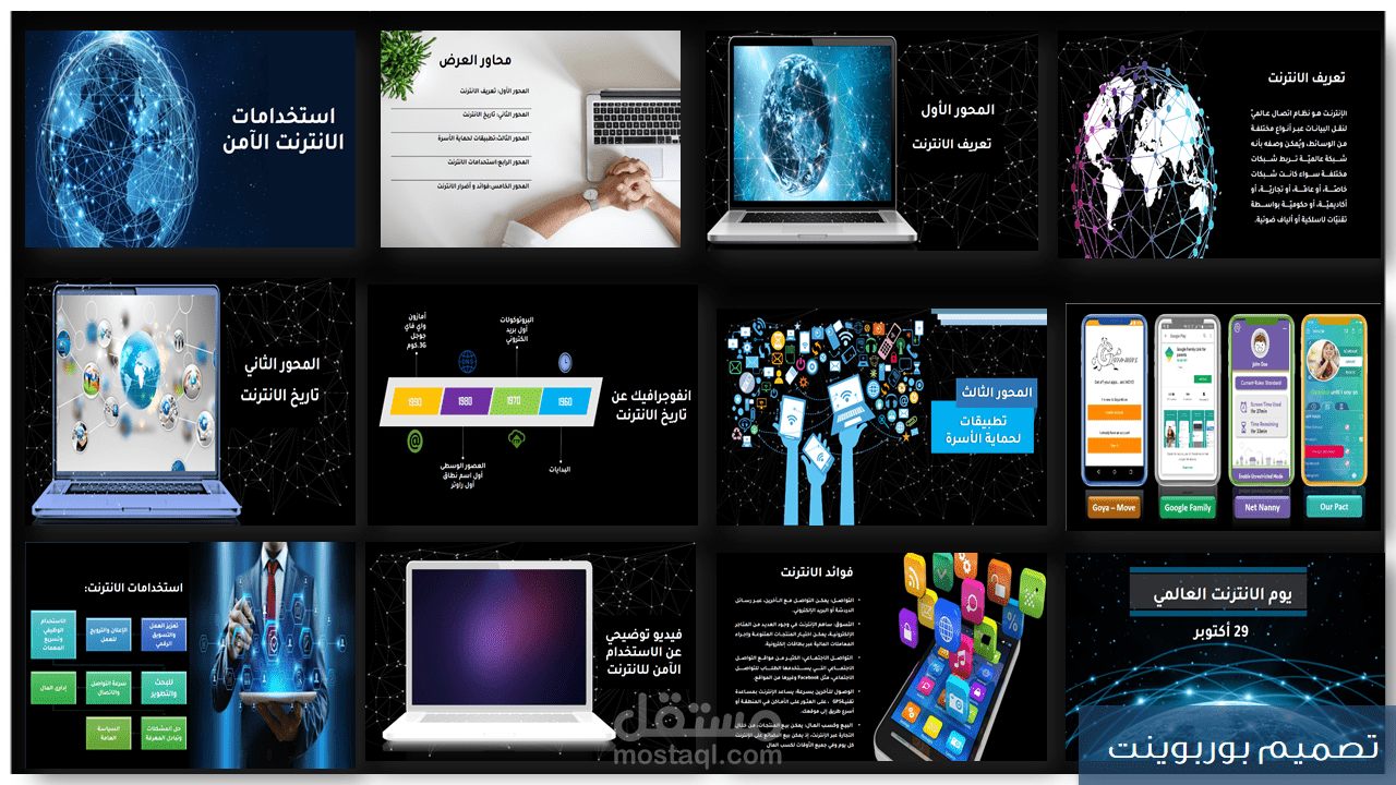 تصميم عرض تقديمي عن استخدامات الانترنت الآمن