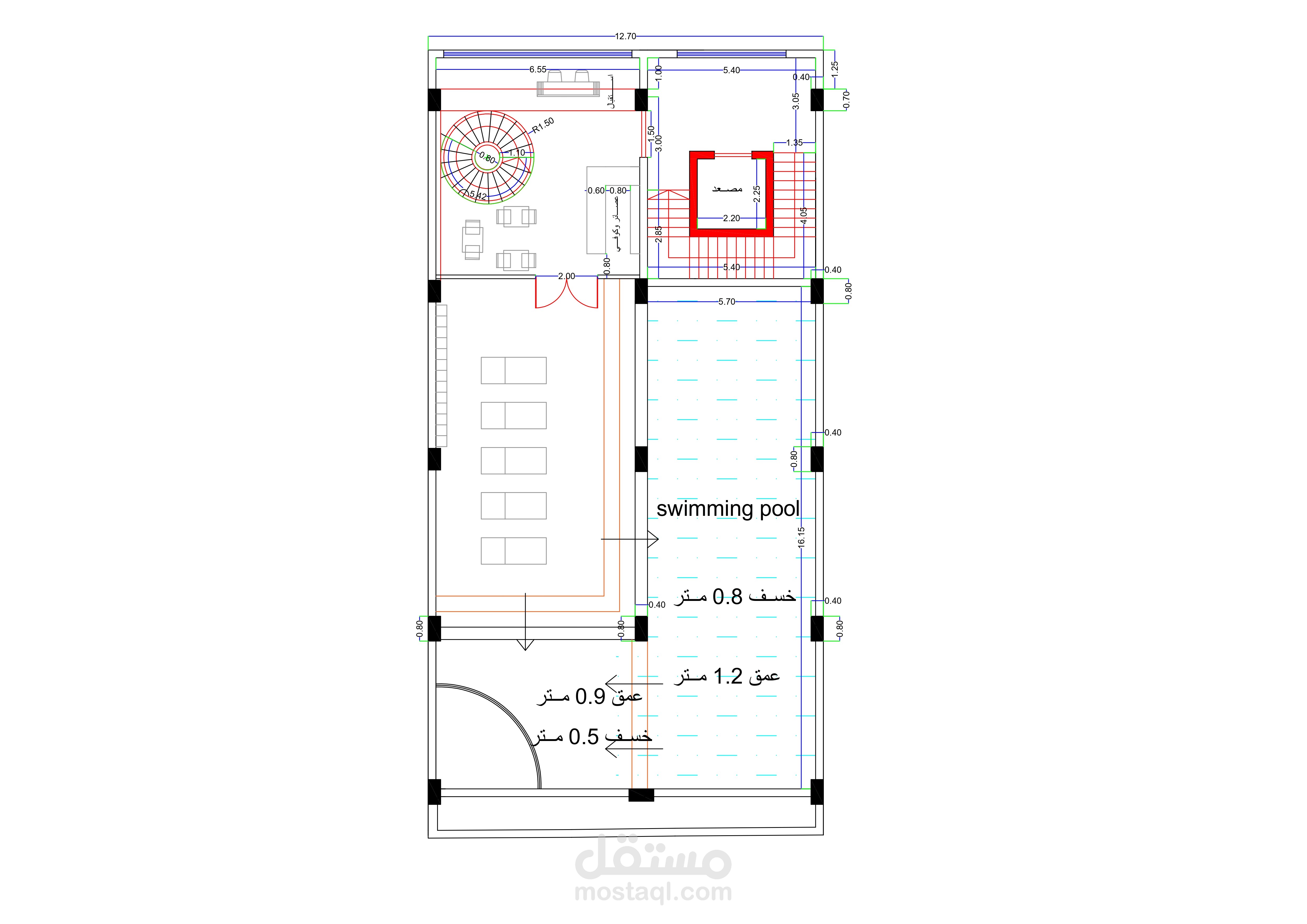 مسقط افقي لمسبح