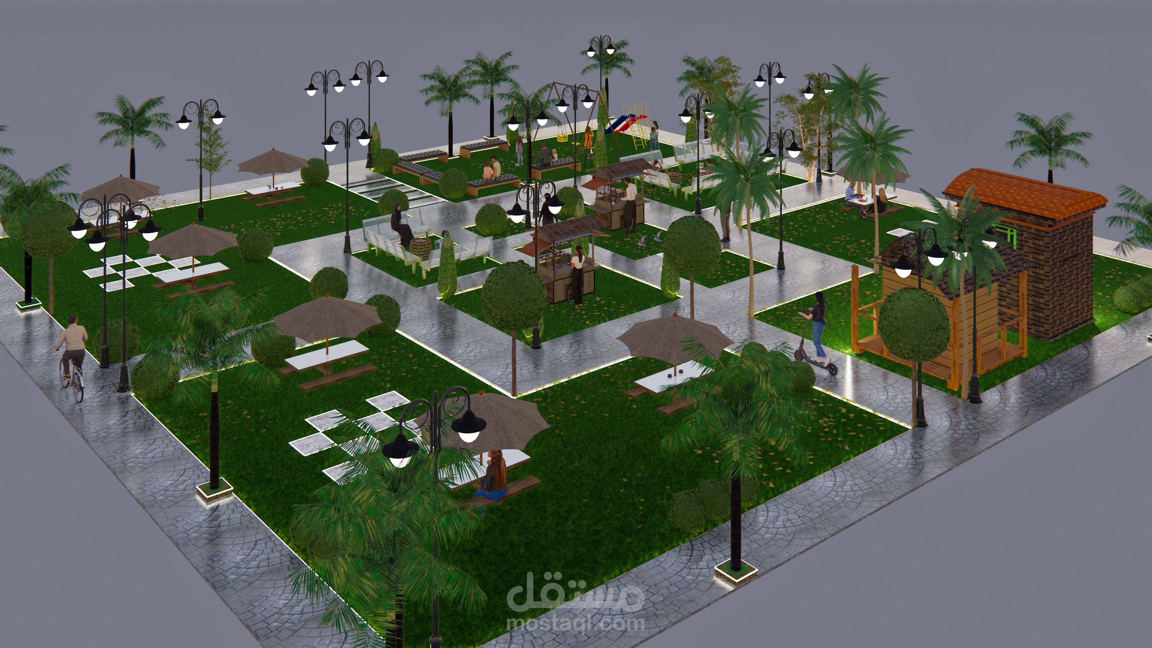 تصميم حديقة مجمع سكني