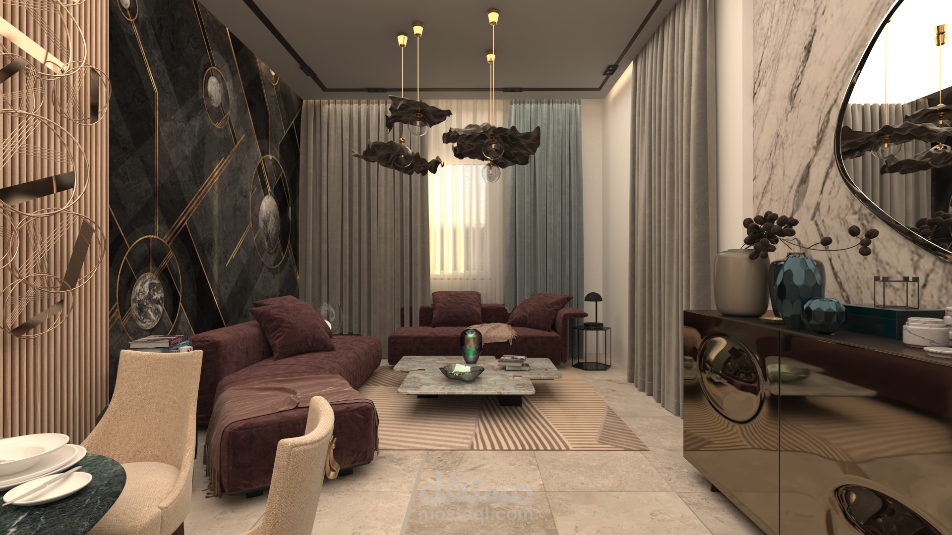 تصميم منطقة أستقبال علي الطراز الحديث
