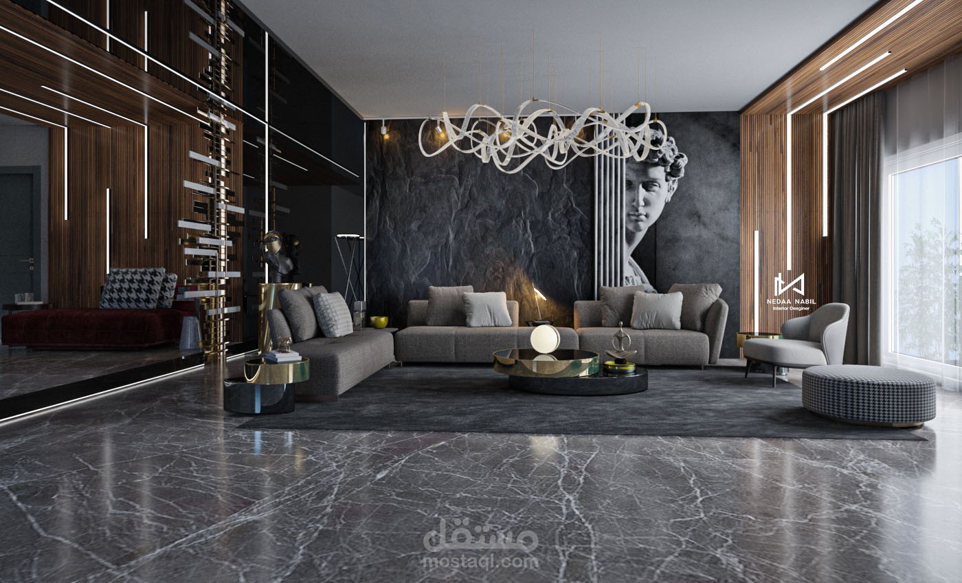 تصميم منطقة أستقبال علي الطراز الحديث