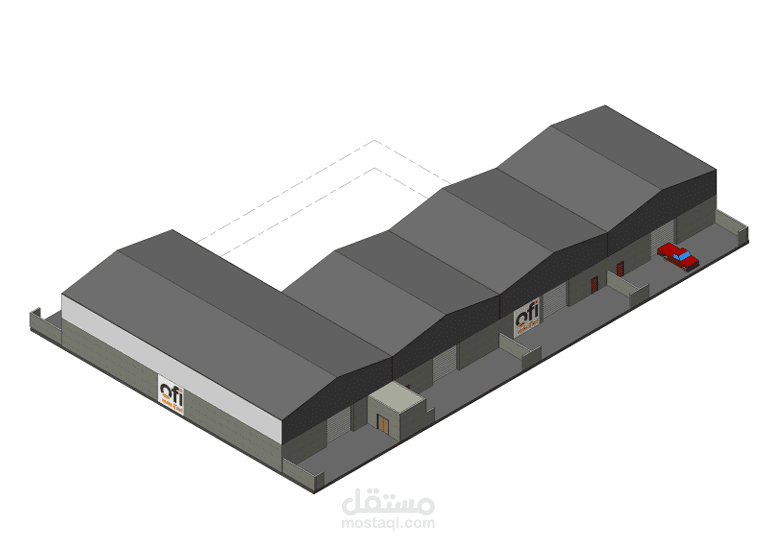 تخطيط معماري لمصنع و عمل تصميم لماكينات خطوط الإنتاج بواسطة برنامجي الريفيت و الأوتوكاد.