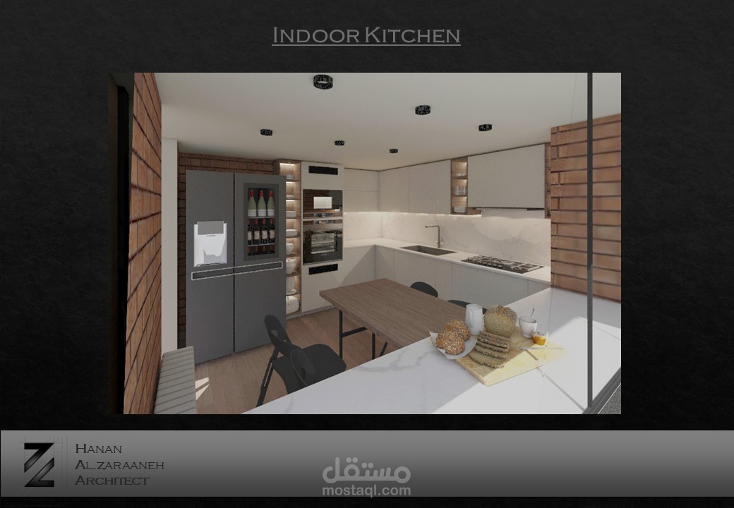 Indoor kitchen and outdoor kitchen