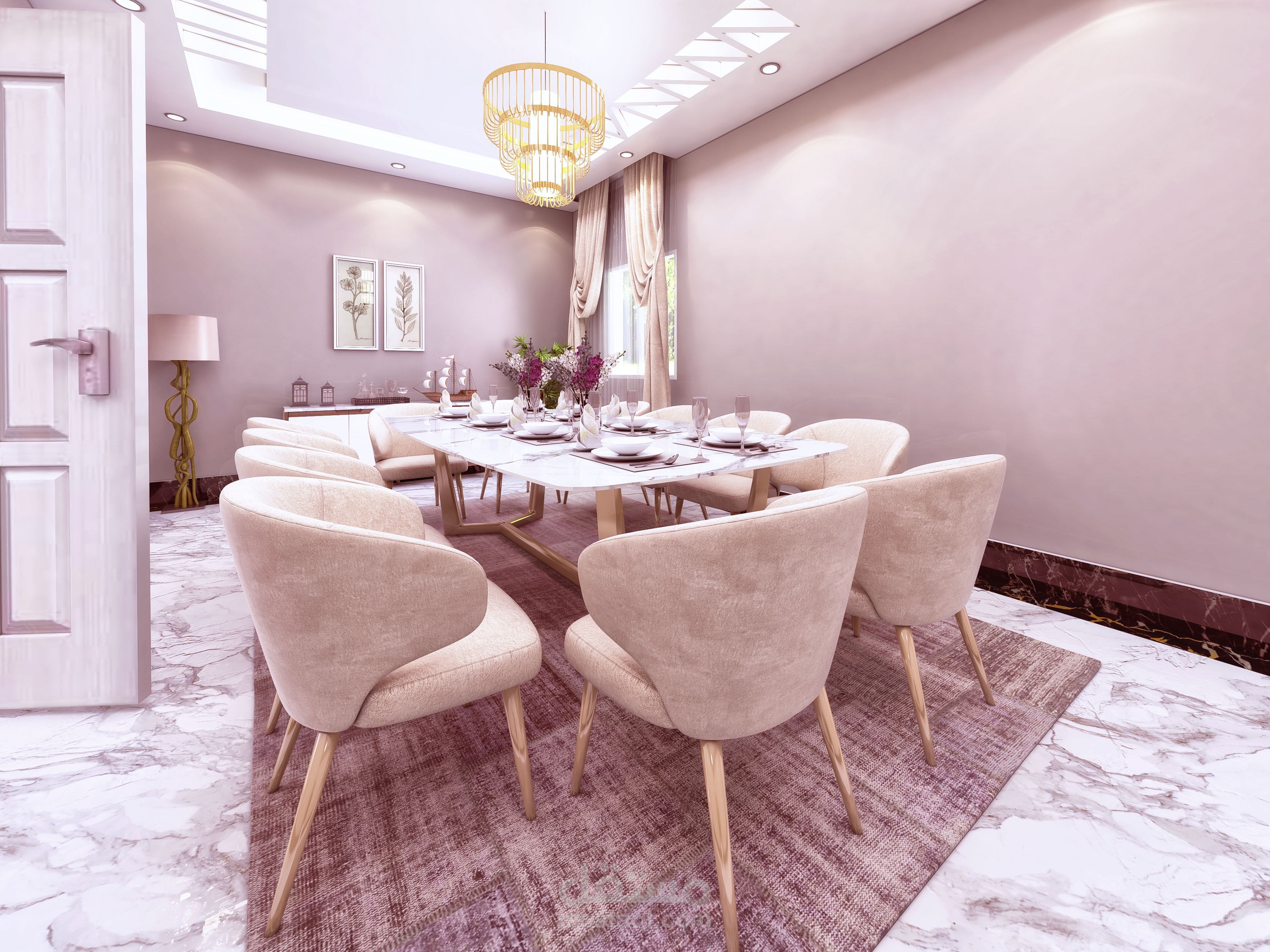 تصميم غرفة طعام انيق وهادي سعودية جدة