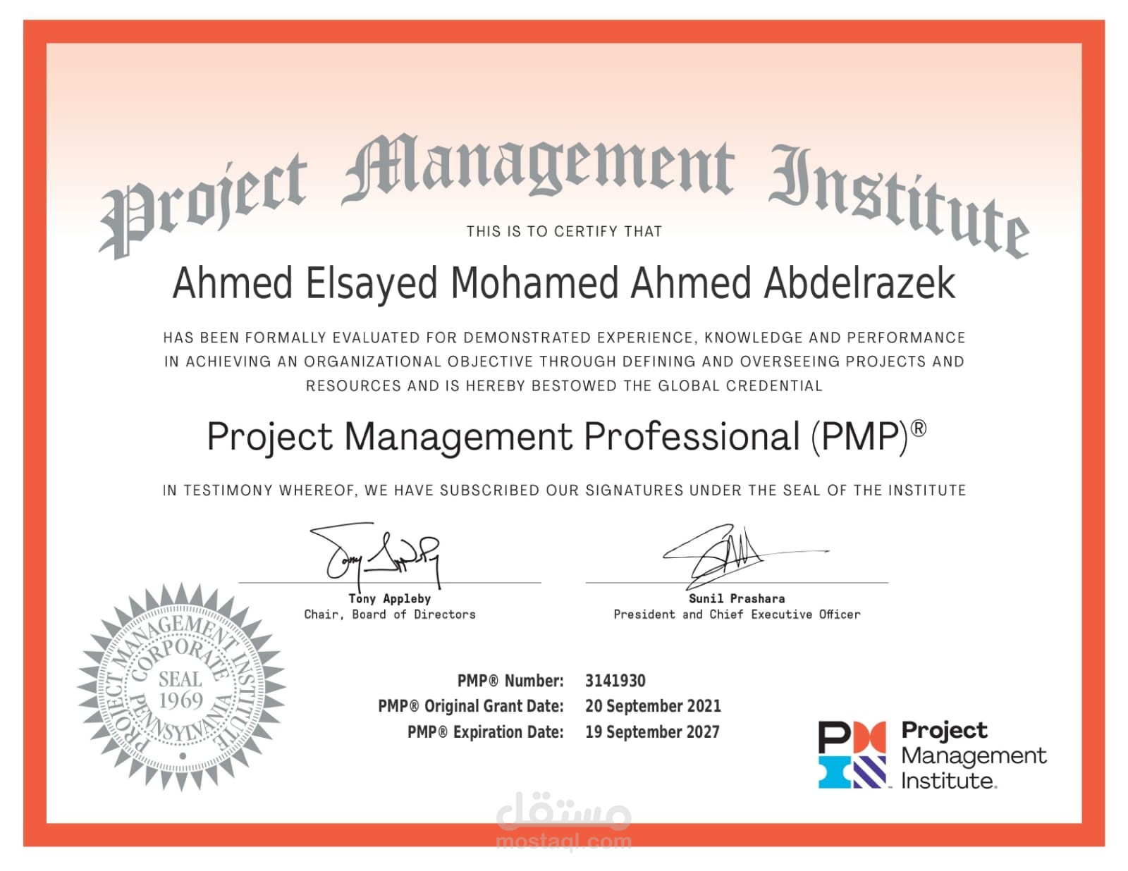 إستشارى إدارة المشروعات الإحترافية