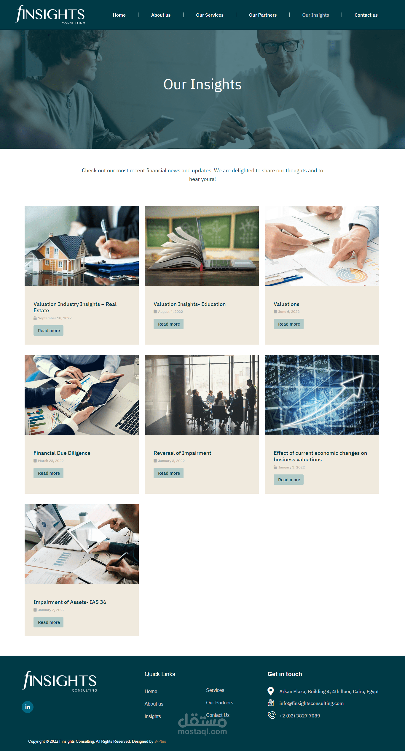 موقع تعريفي لشركة finsights